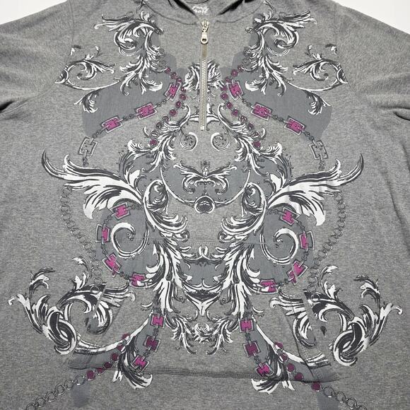 Vintage Style & Co. Sport 1/2 Zip Hoodie Roll Tab Sleeve Women's 2XL Y2k Grunge - Picture 2 of 7